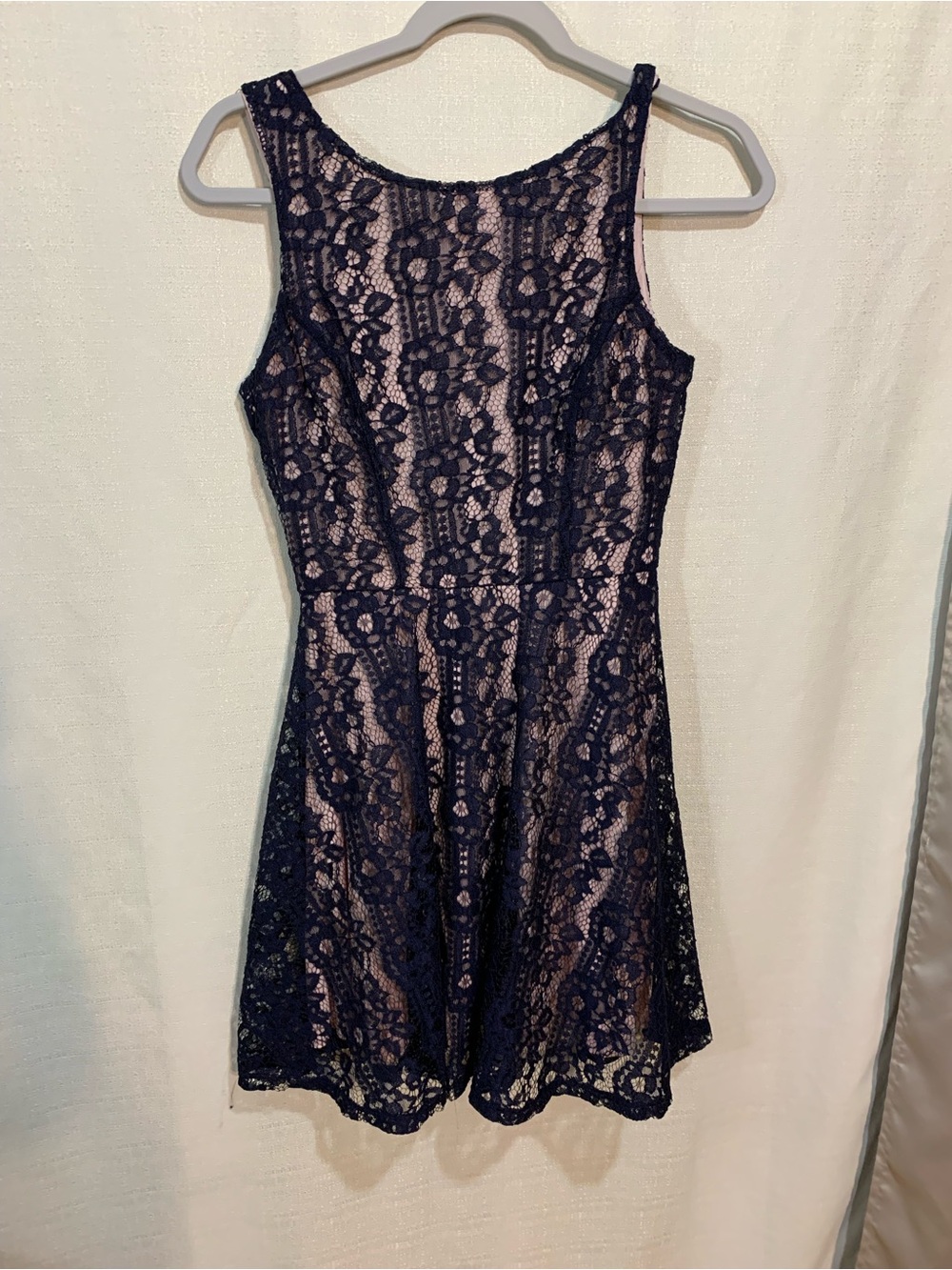 Speechless Navy Lace A-Line Dress with Nude Lining a3/105